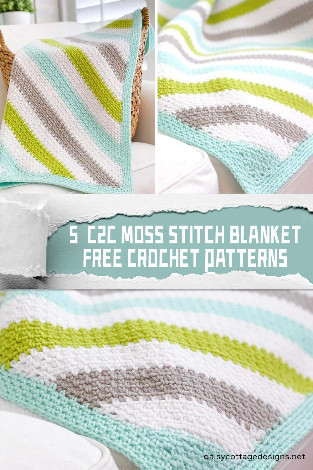 5 FREE Moss Stitch Blanket Crochet Patterns