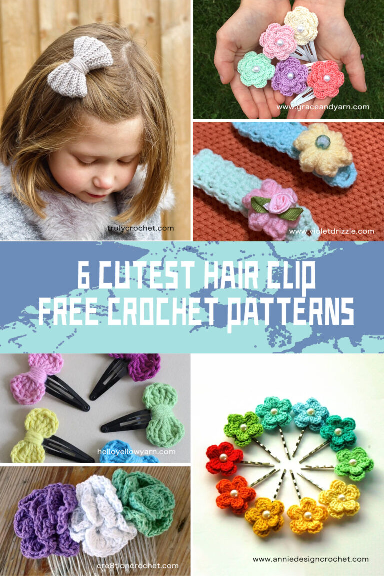 Hair Clip FREE Crochet 6 PATTERNS