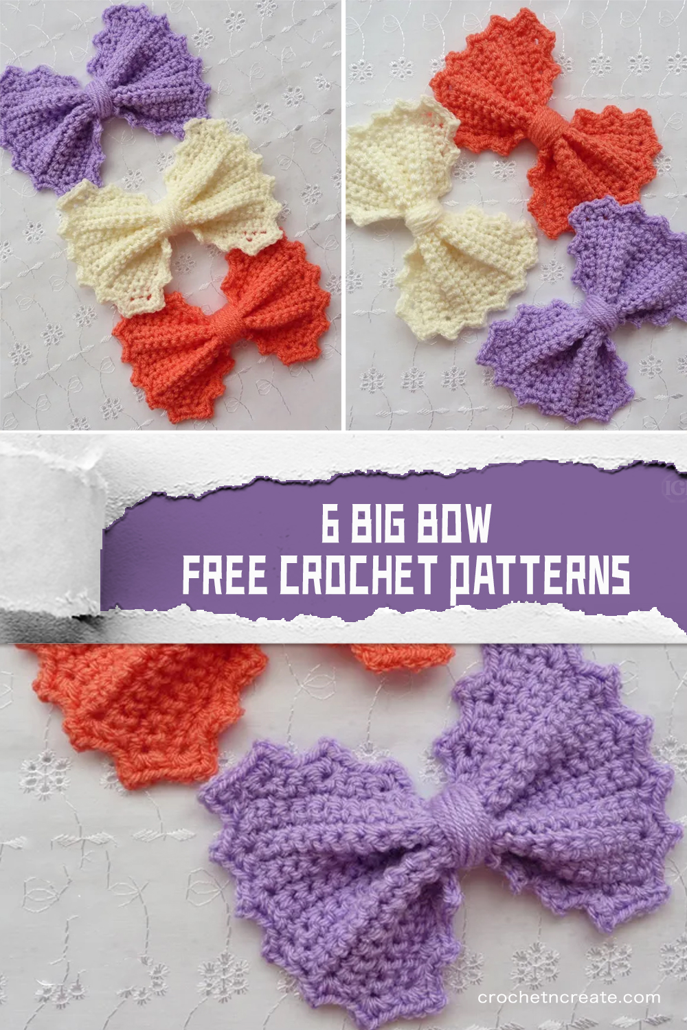 6 FREE Big Bow Crochet Patterns