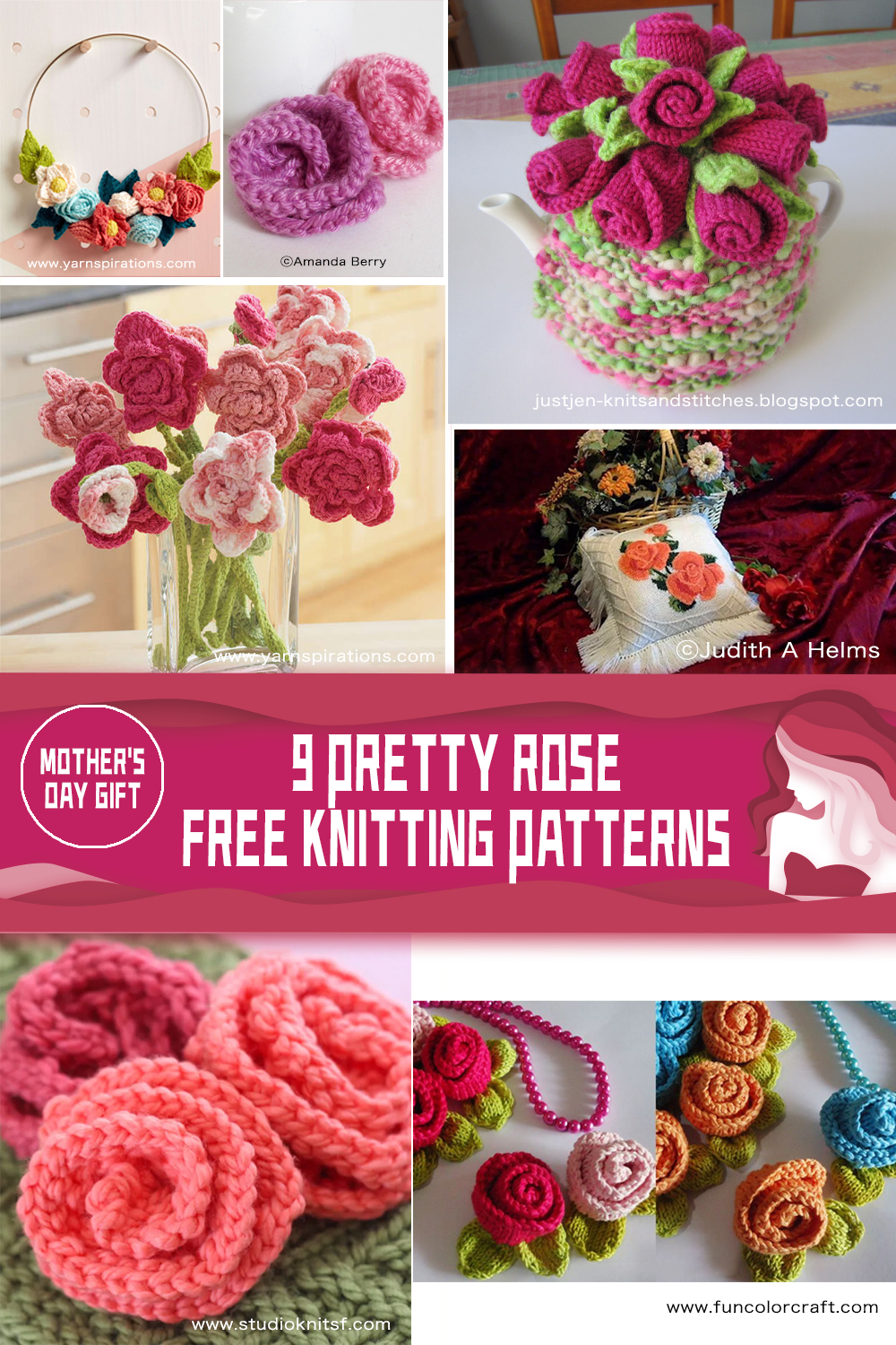 9 Pretty Rose FREE Knitting Patterns