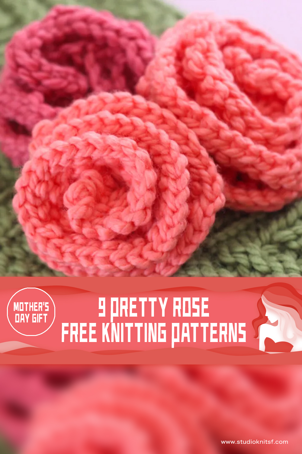 Mother's Day Gift - 9 Pretty Rose FREE Knitting Patterns