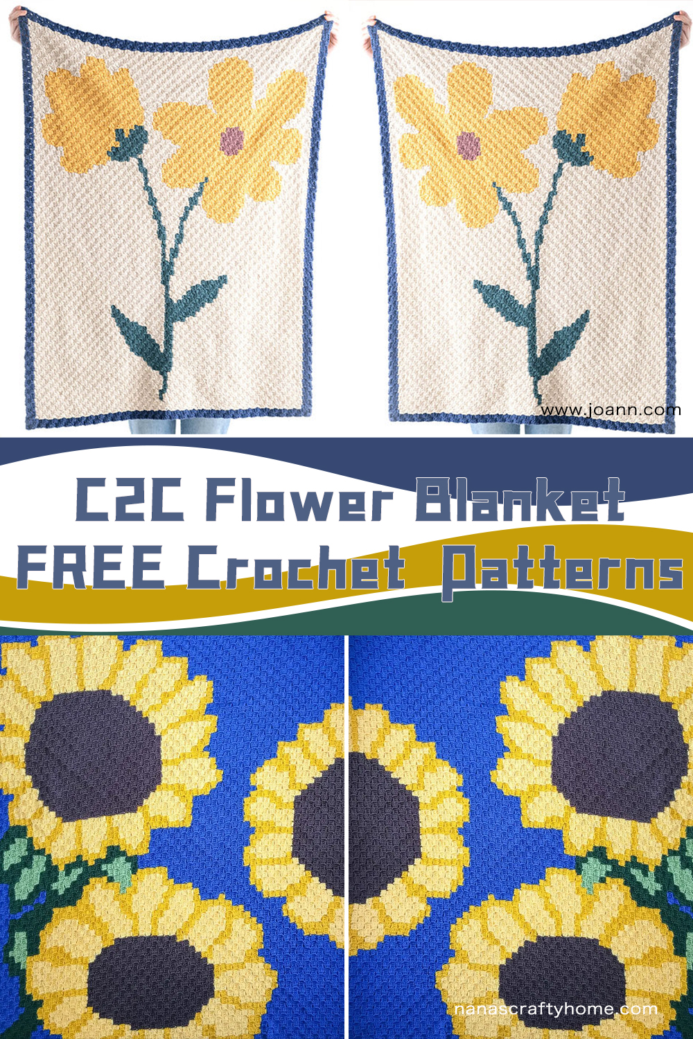 C2C Flower Crochet Blanket Patterns - FREE
