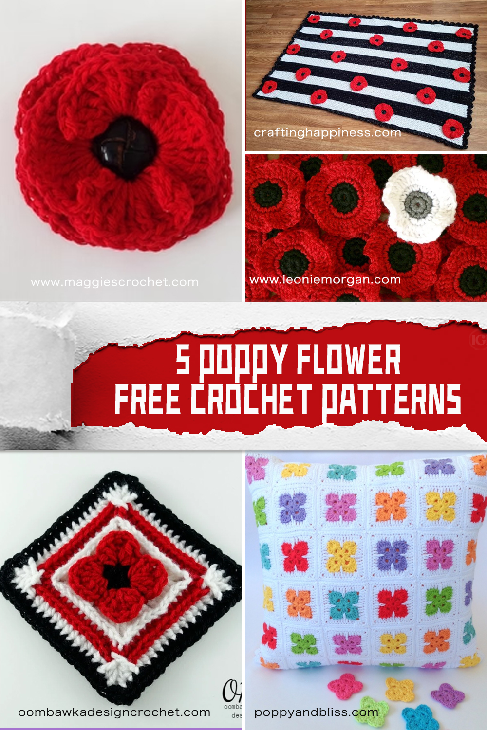 5 FREE Poppy Flower Crochet Patterns 