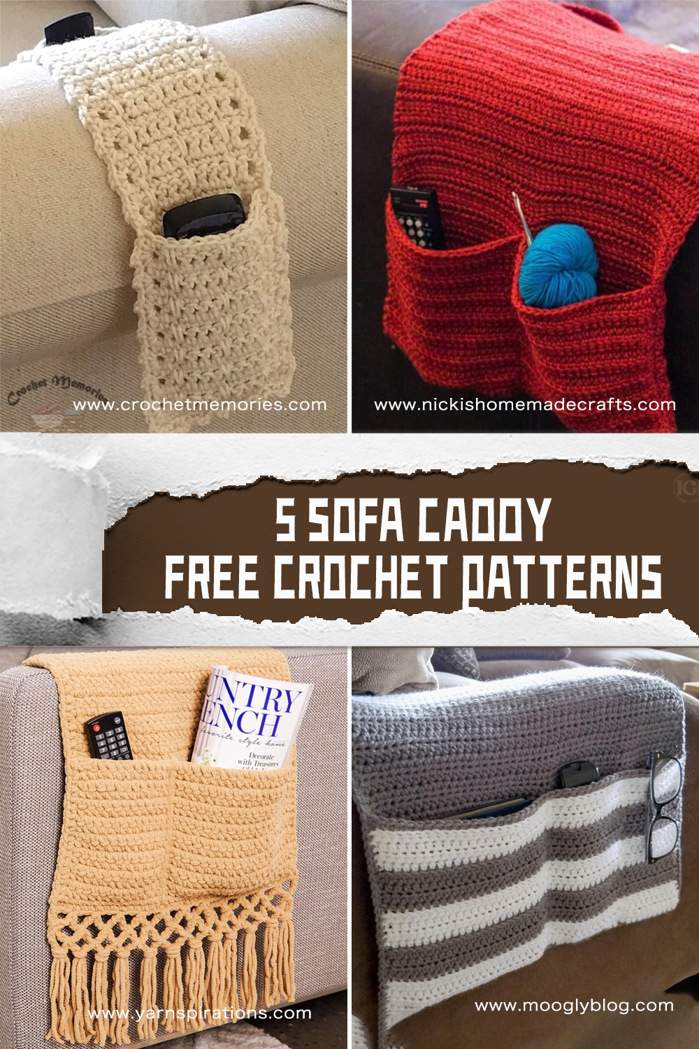 5 FREE Sofa Caddy​ Crochet Patterns