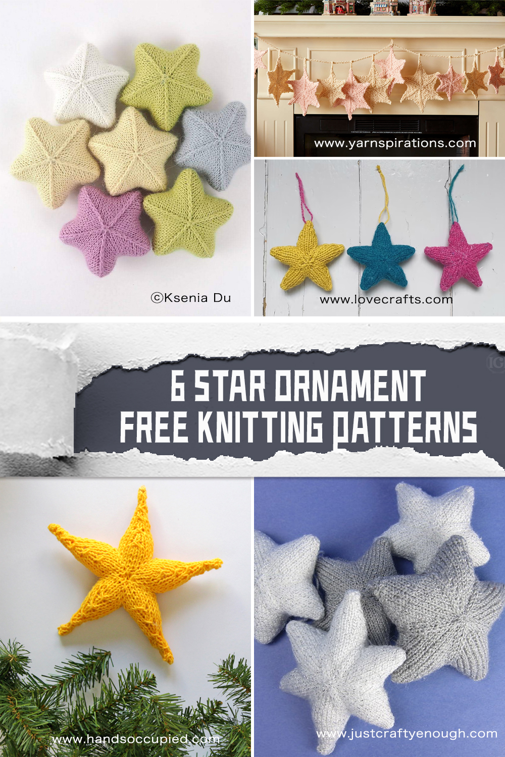 6 Ornament Star FREE Knitting Patterns