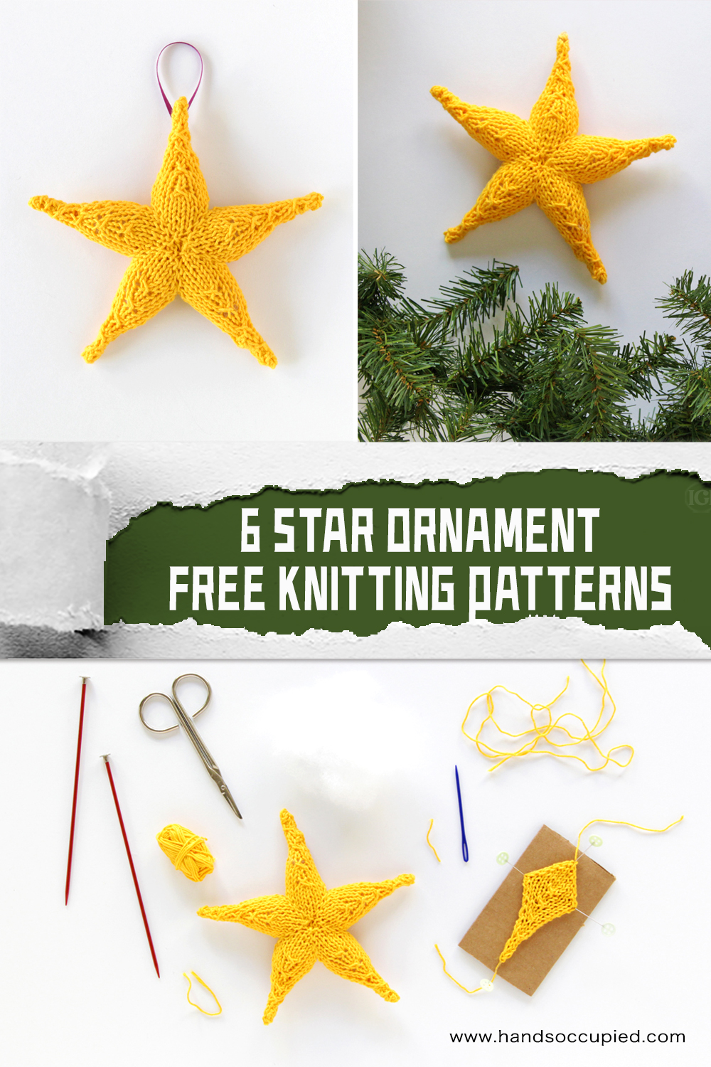 6 Ornament Star FREE Knitting Patterns