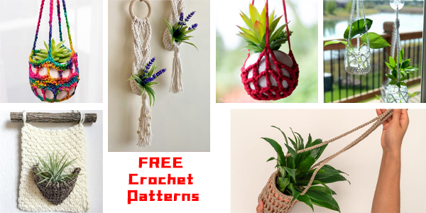 9 Mini Plant Hanger FREE Crochet Patterns