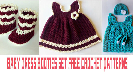Crochet Baby Dress Booties Set - FREE Patterns