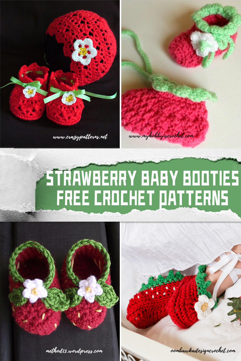 FREE Crochet Strawberry Baby Booties Patterns