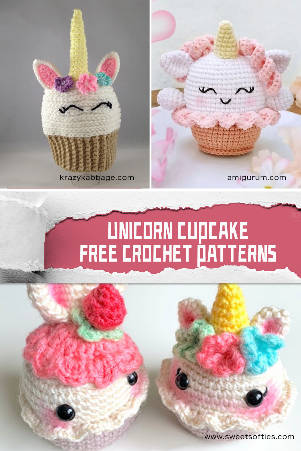  FREE Unicorn Cupcake Crochet Patterns 