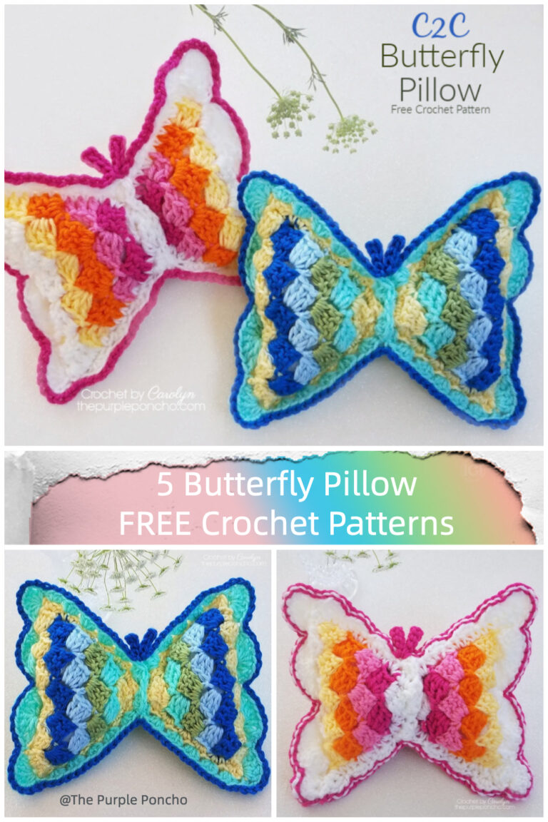 5 Butterfly Pillow FREE Crochet Patterns
