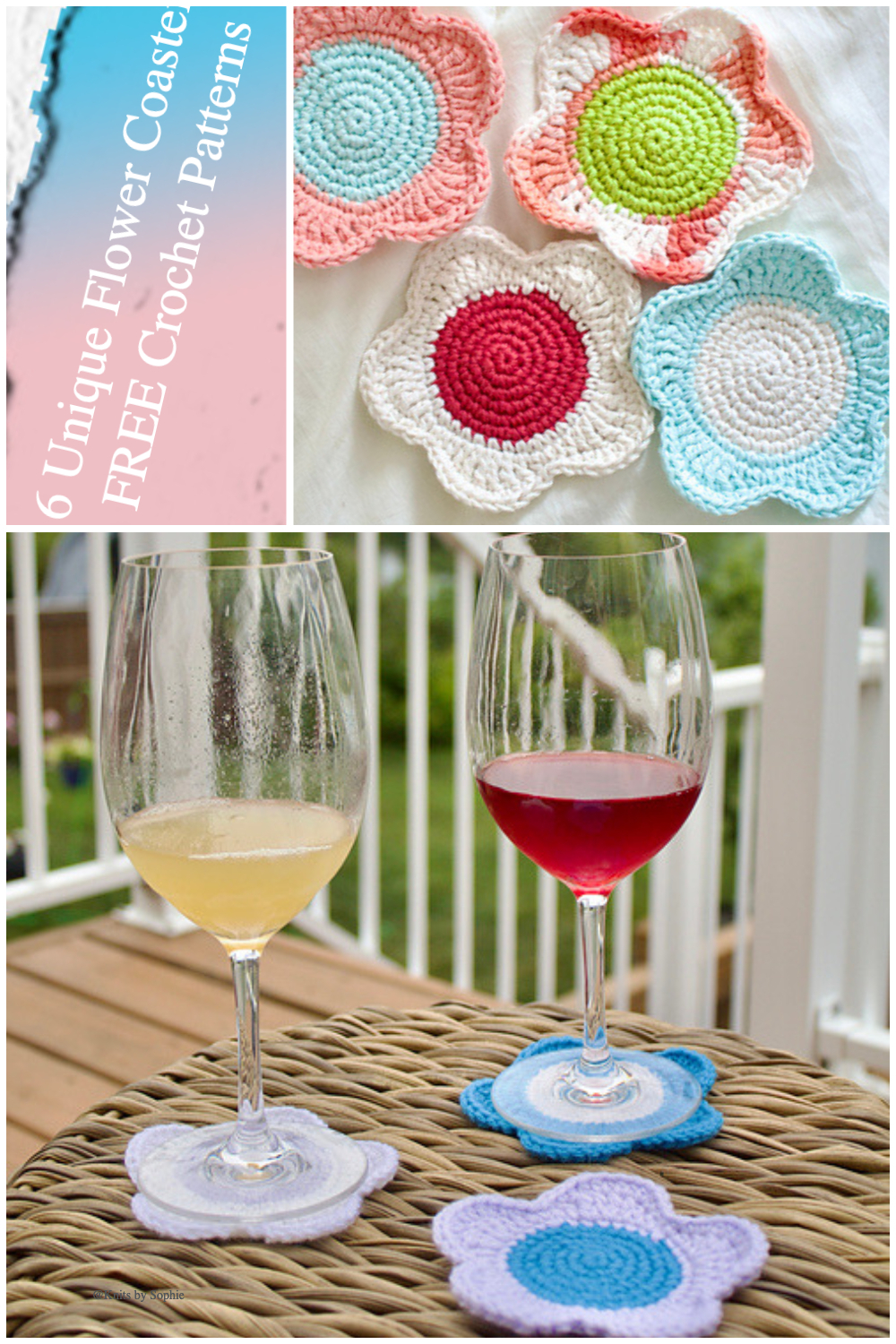 6 Flower Coaster FREE Crochet Patterns