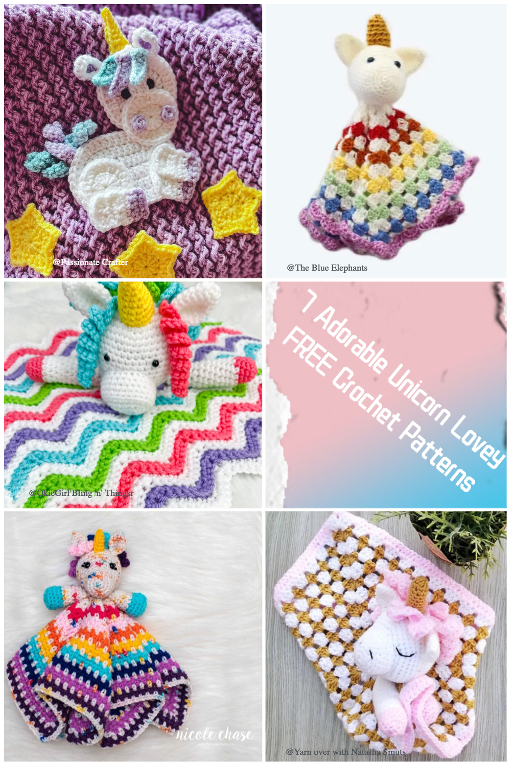 7 Unicorn Lovey FREE Crochet Patterns