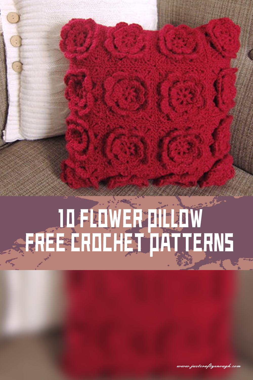 10 Flower Pillow FREE Crochet Patterns