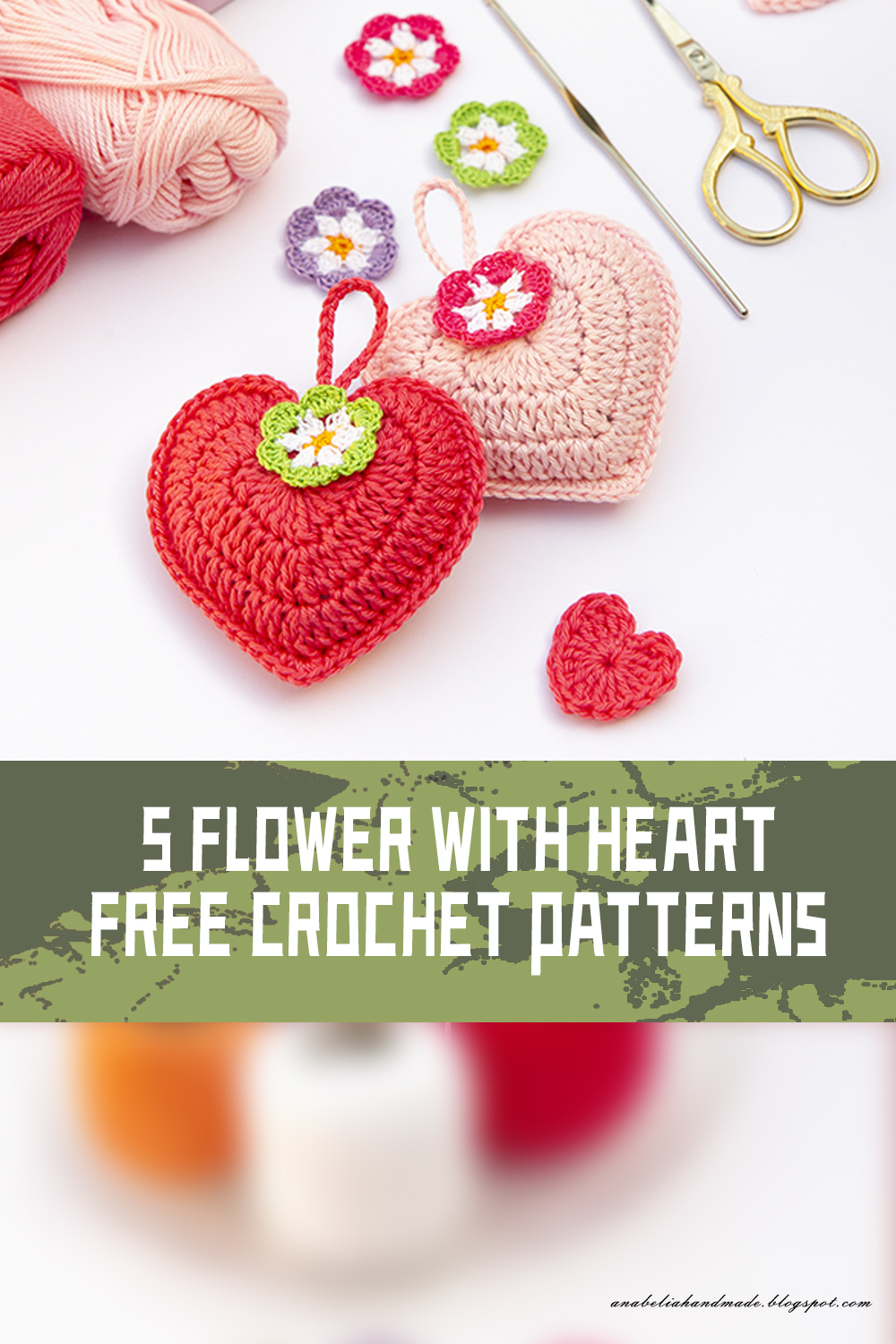 5 Crochet Flower with Heart FREE Patterns