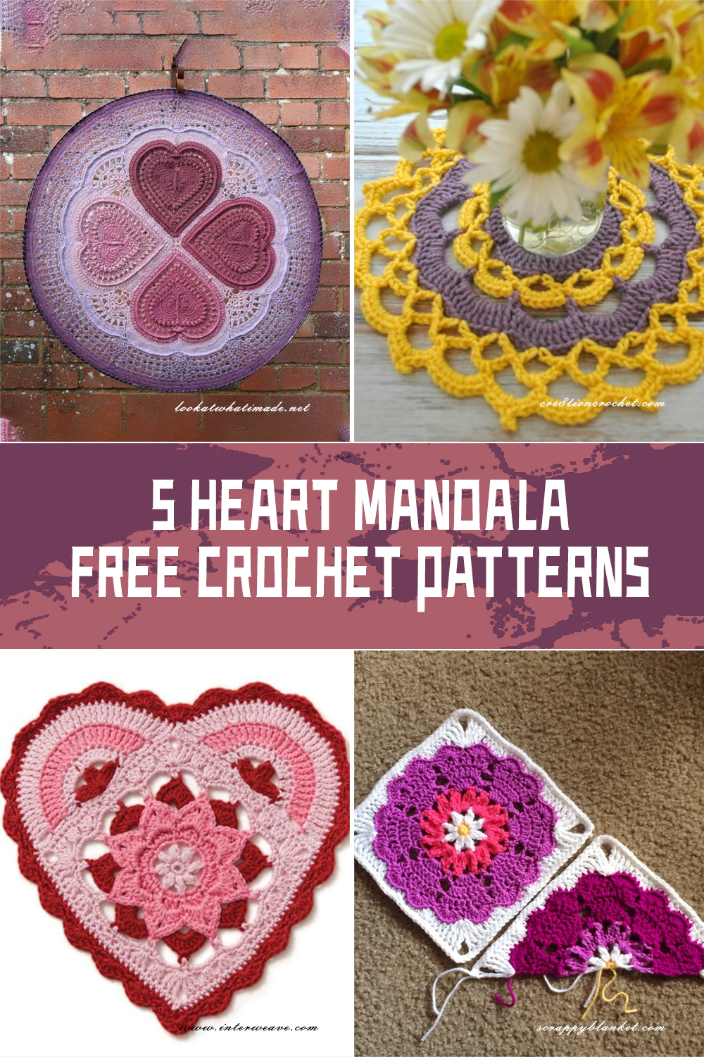 5 Heart Mandala FREE Crochet Patterns