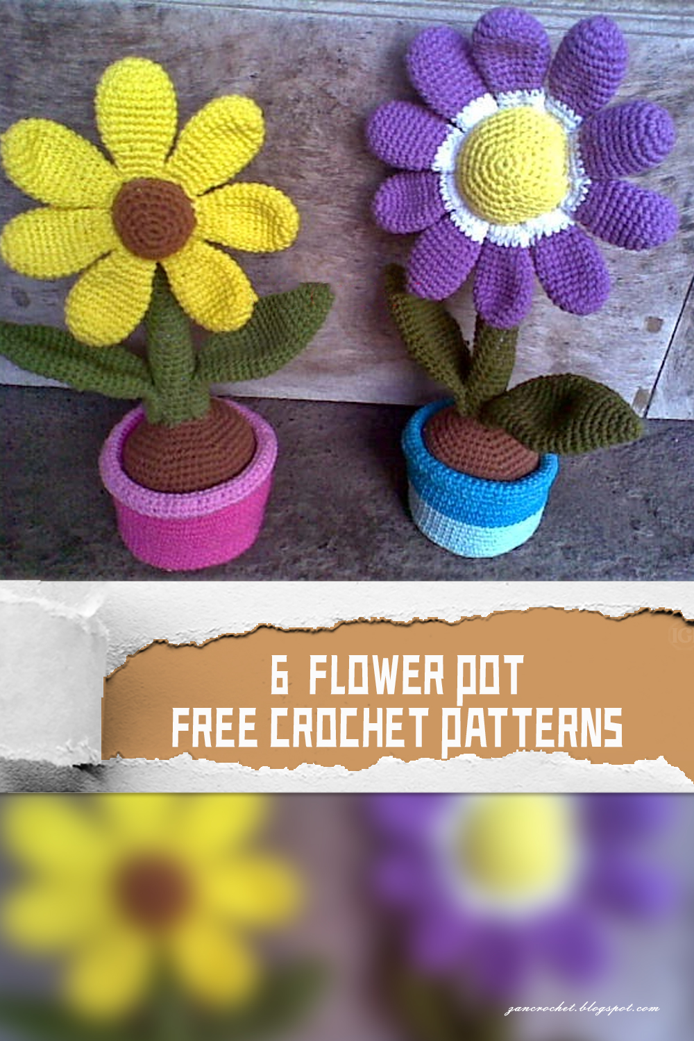 6 Flower Pot FREE Crochet Patterns