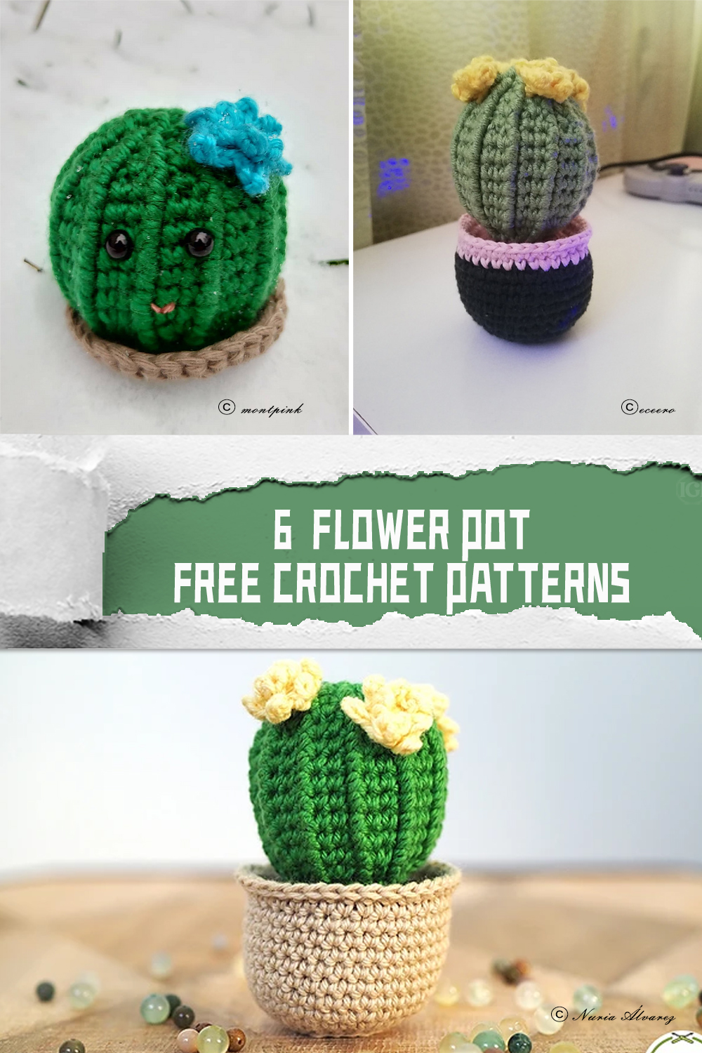 6 Flower Pot FREE Crochet Patterns - iGOODideas.com