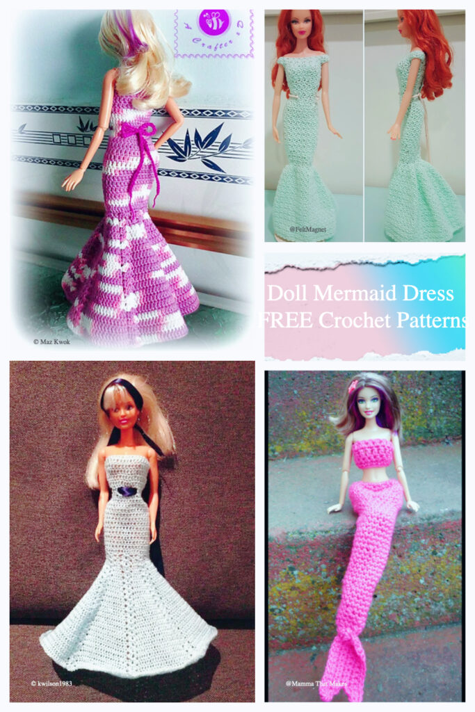 Crochet Doll Mermaid Dress FREE Patterns