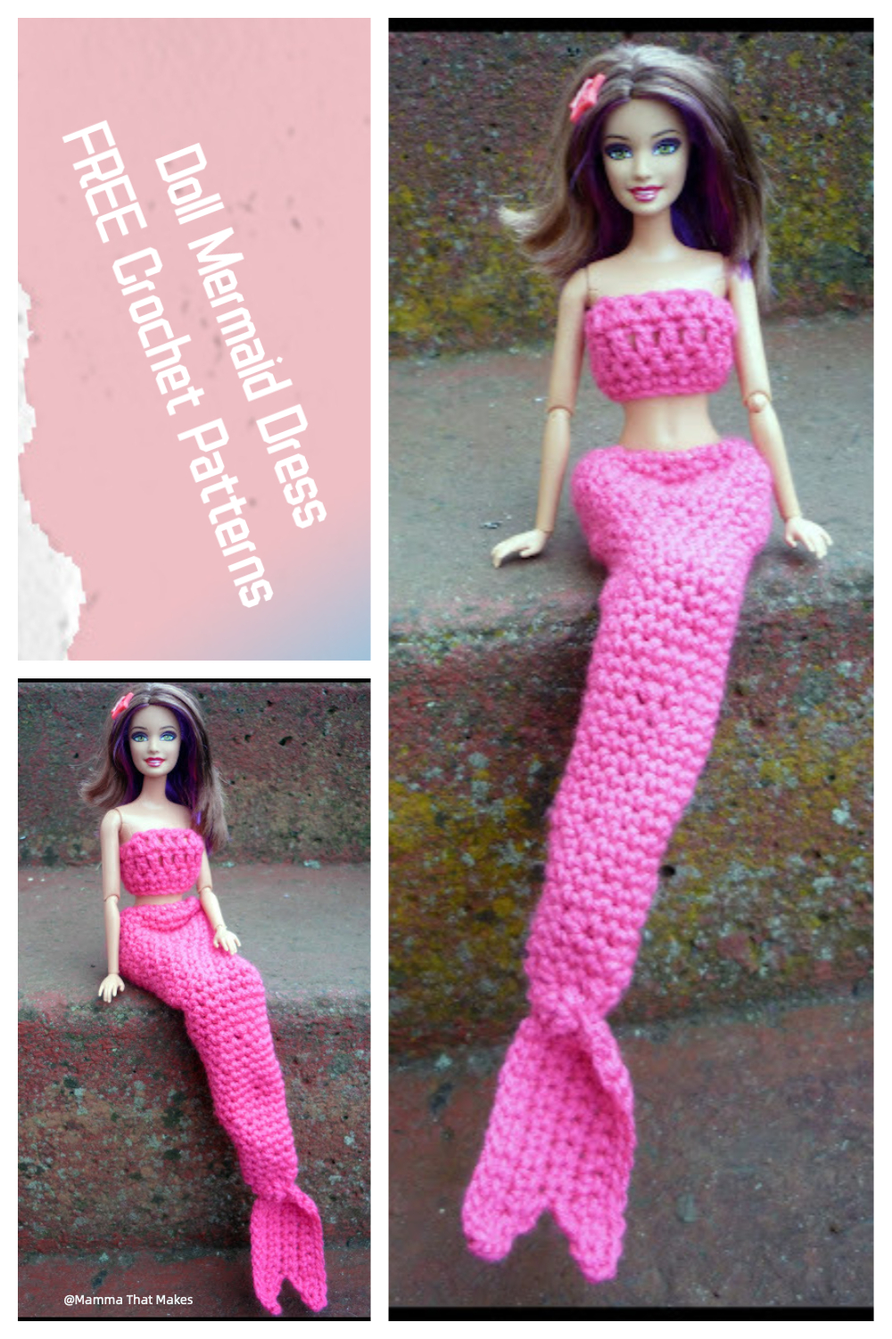Crochet Doll Mermaid Dress FREE Patterns