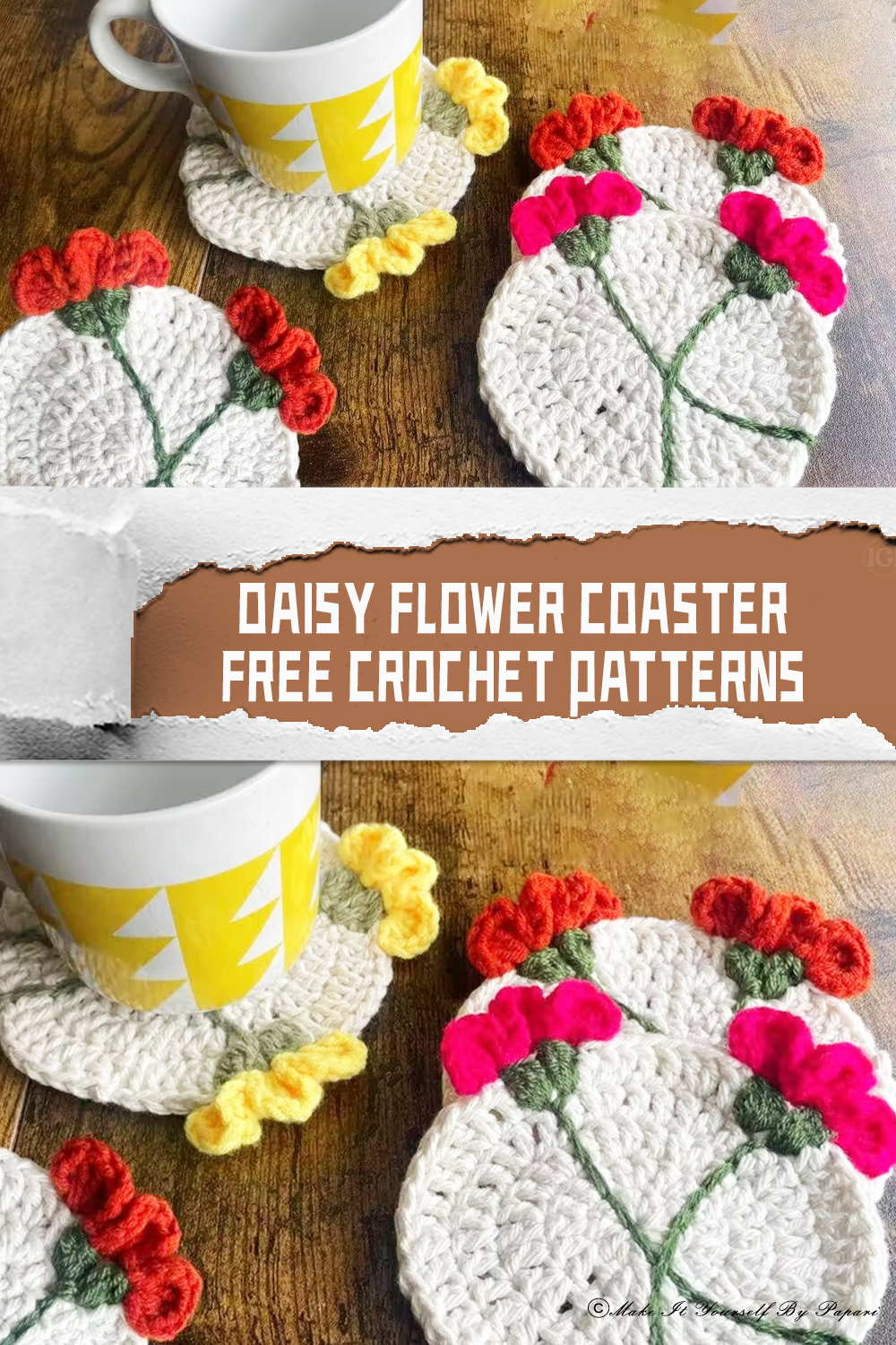 FREE Daisy Flower Coaster Crochet Patterns