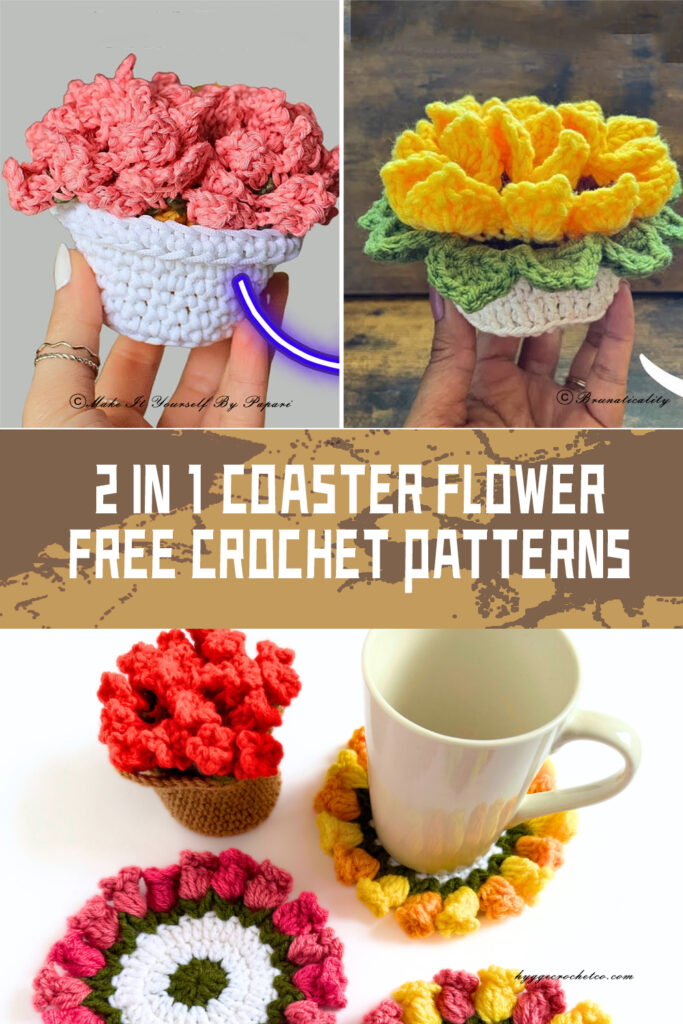2 in 1 Coaster Flower FREE Crochet Patterns