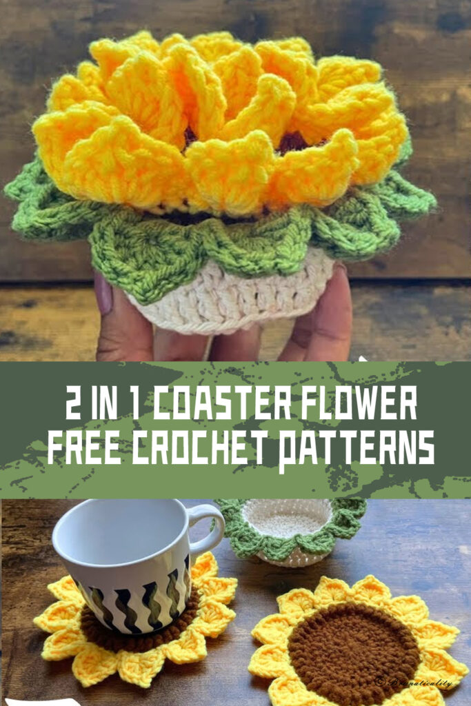 2 in 1 Coaster Flower FREE Crochet Patterns