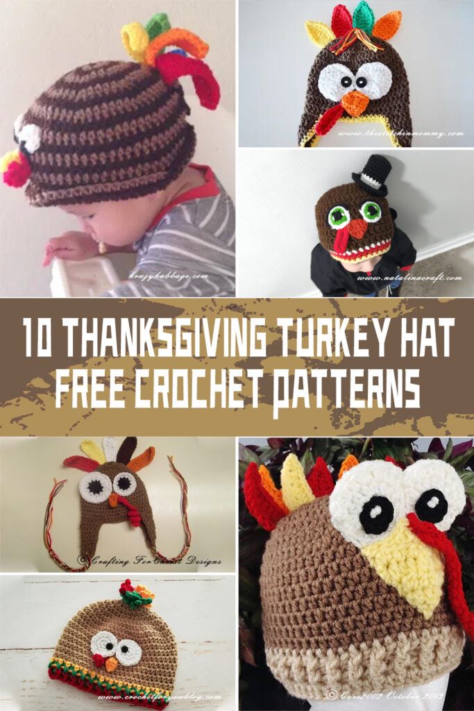 10 Thanksgiving Turkey Hat  Crochet Patterns FREE