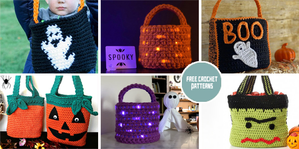 11 Halloween Trick Or Treat Basket Crochet Patterns - FREE