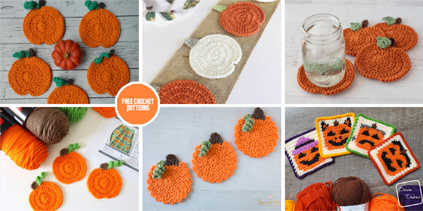 8 FREE Pumpkin Coaster Crochet Patterns