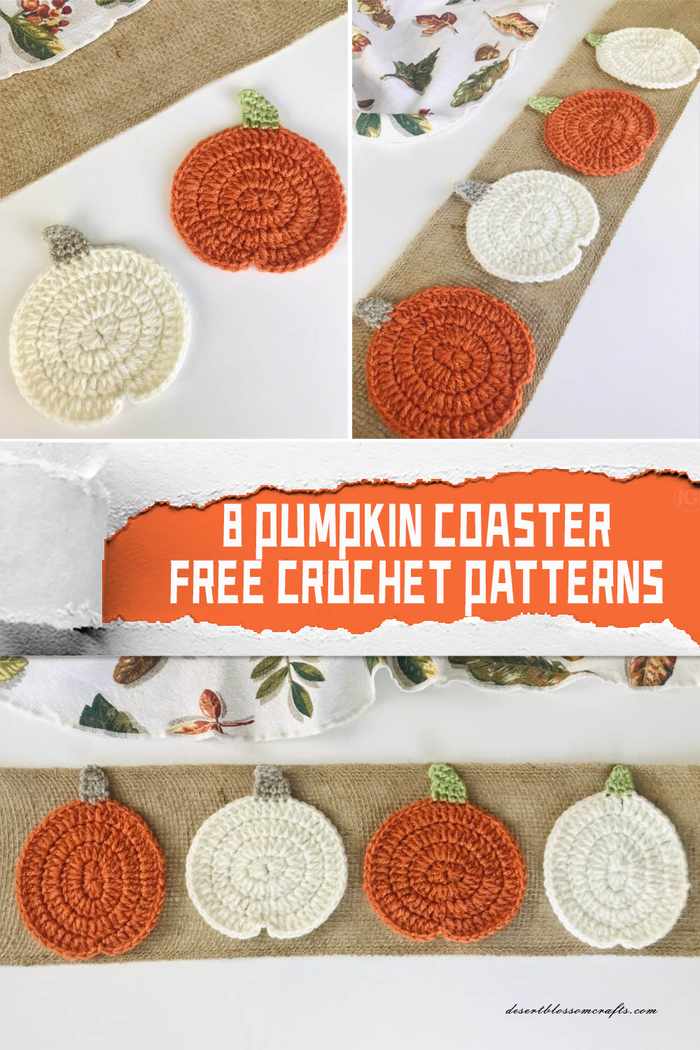 8 FREE Pumpkin Coaster Crochet Patterns