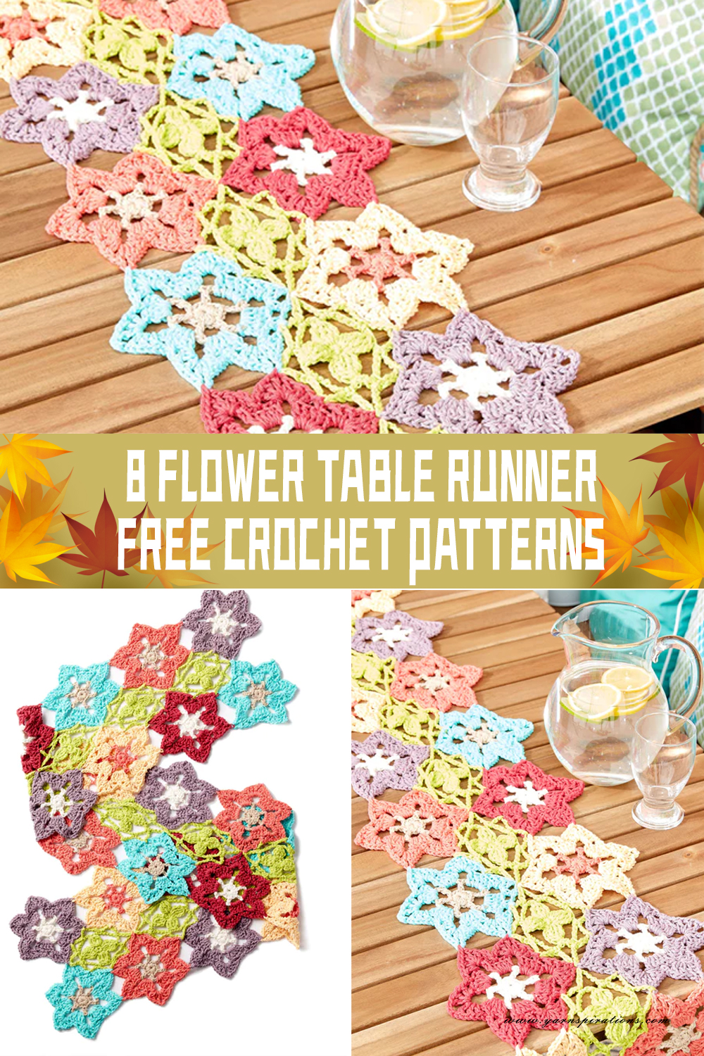 8 Flower Table Runner Crochet Patterns FREE