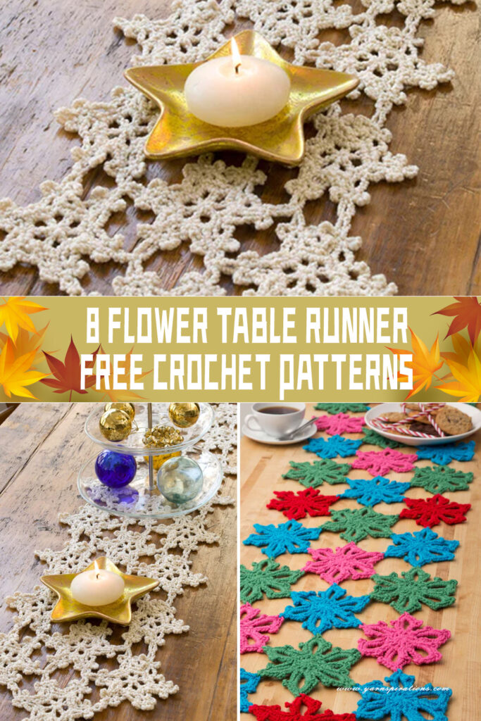 8 Flower Table Runner Crochet Patterns - FREE
