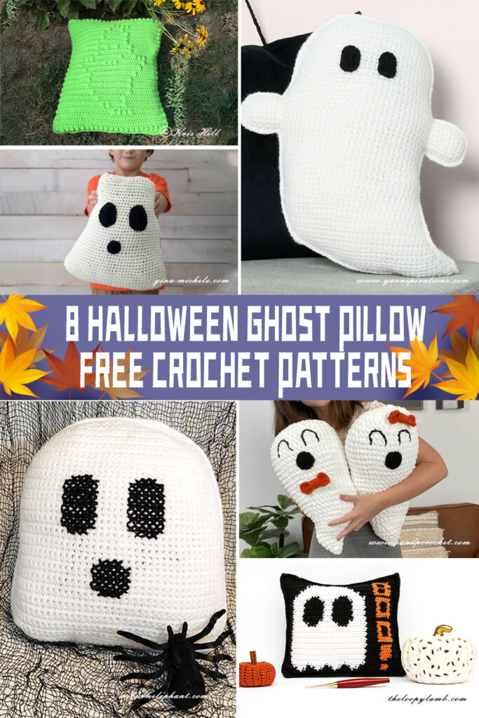 8 Halloween Ghost Pillow Crochet Patterns -  FREE