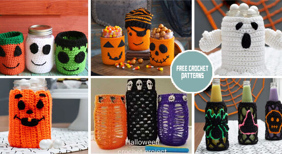 8 Halloween Glass Cozy Crochet Patterns - FREE