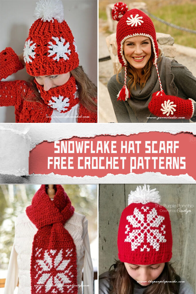 Snowflake Hat Scarf Crochet Patterns - FREE
