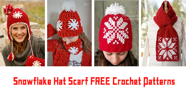 Snowflake Hat Scarf Crochet Patterns - FREE