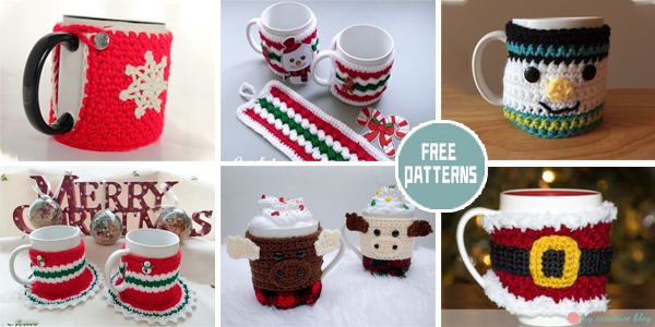 10 Christmas Mug Cozy Crochet Patterns - FREE