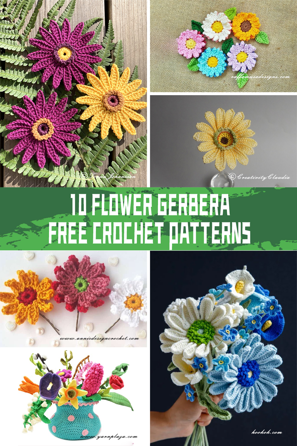 10 Flower Gerbera Crochet Patterns - FREE - iGOODideas.com