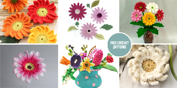 10 Flower Gerbera Crochet Patterns - FREE