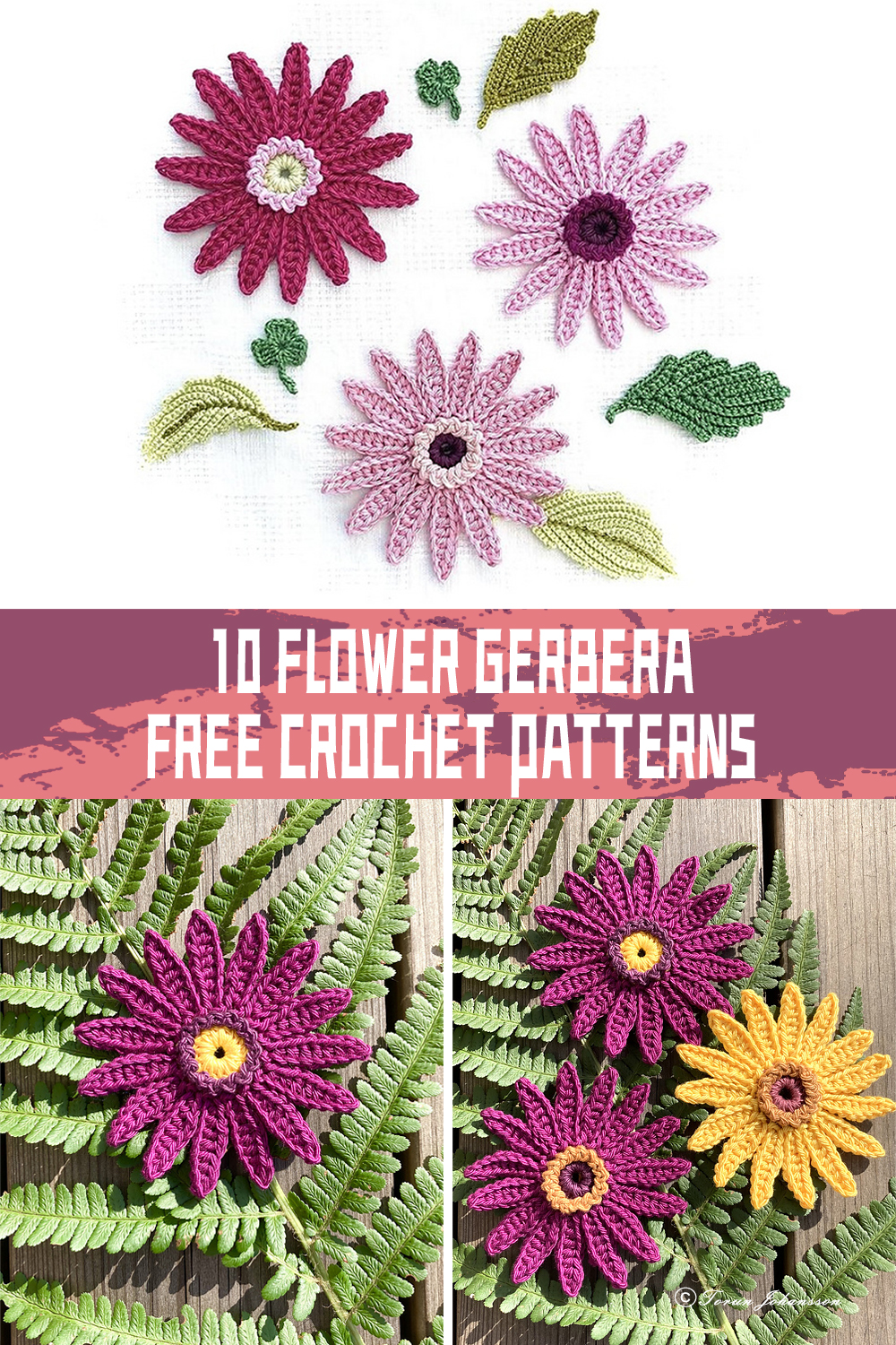 10 Flower Gerbera Crochet Patterns - FREE - iGOODideas.com