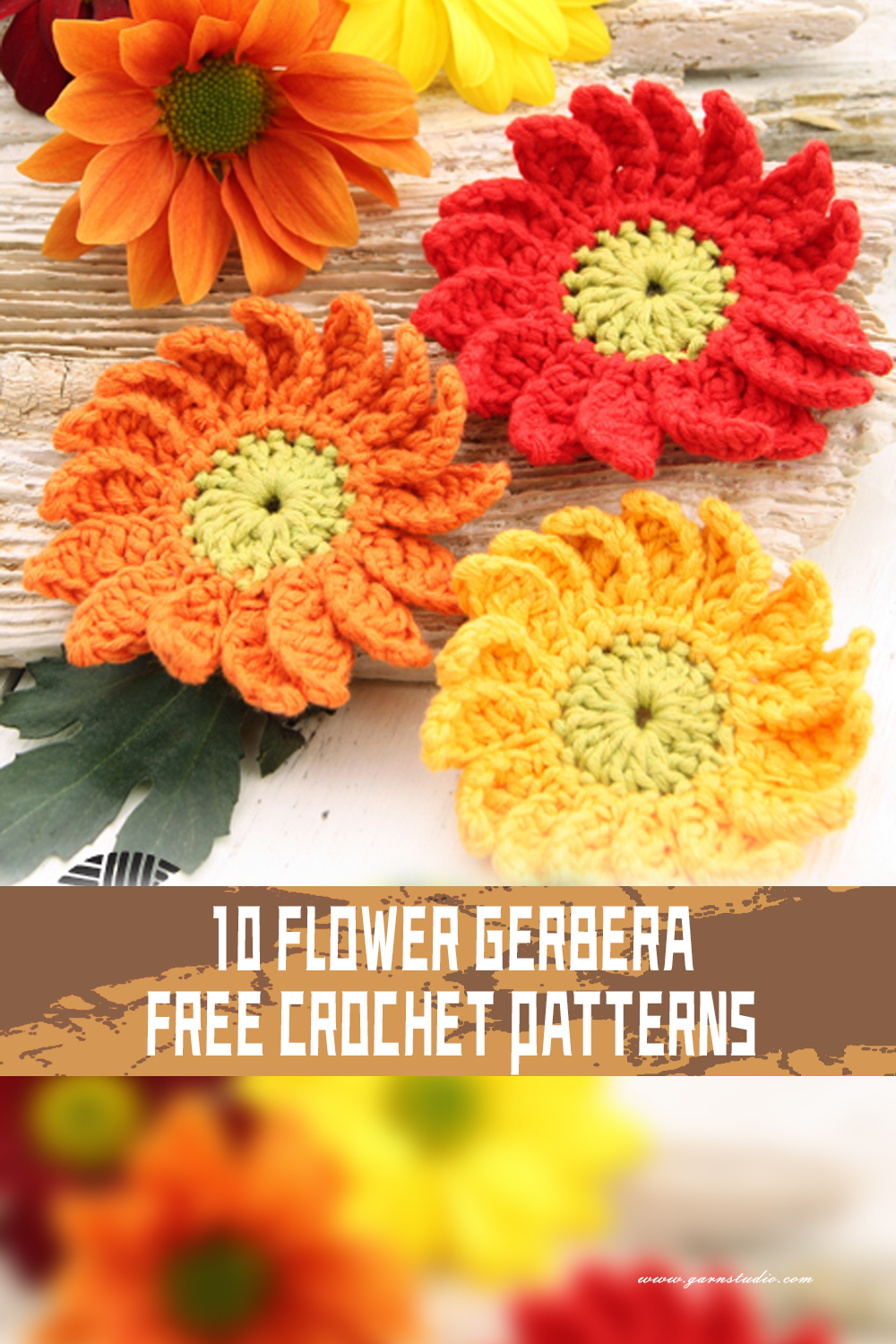 10 Flower Gerbera Crochet Patterns - FREE - iGOODideas.com