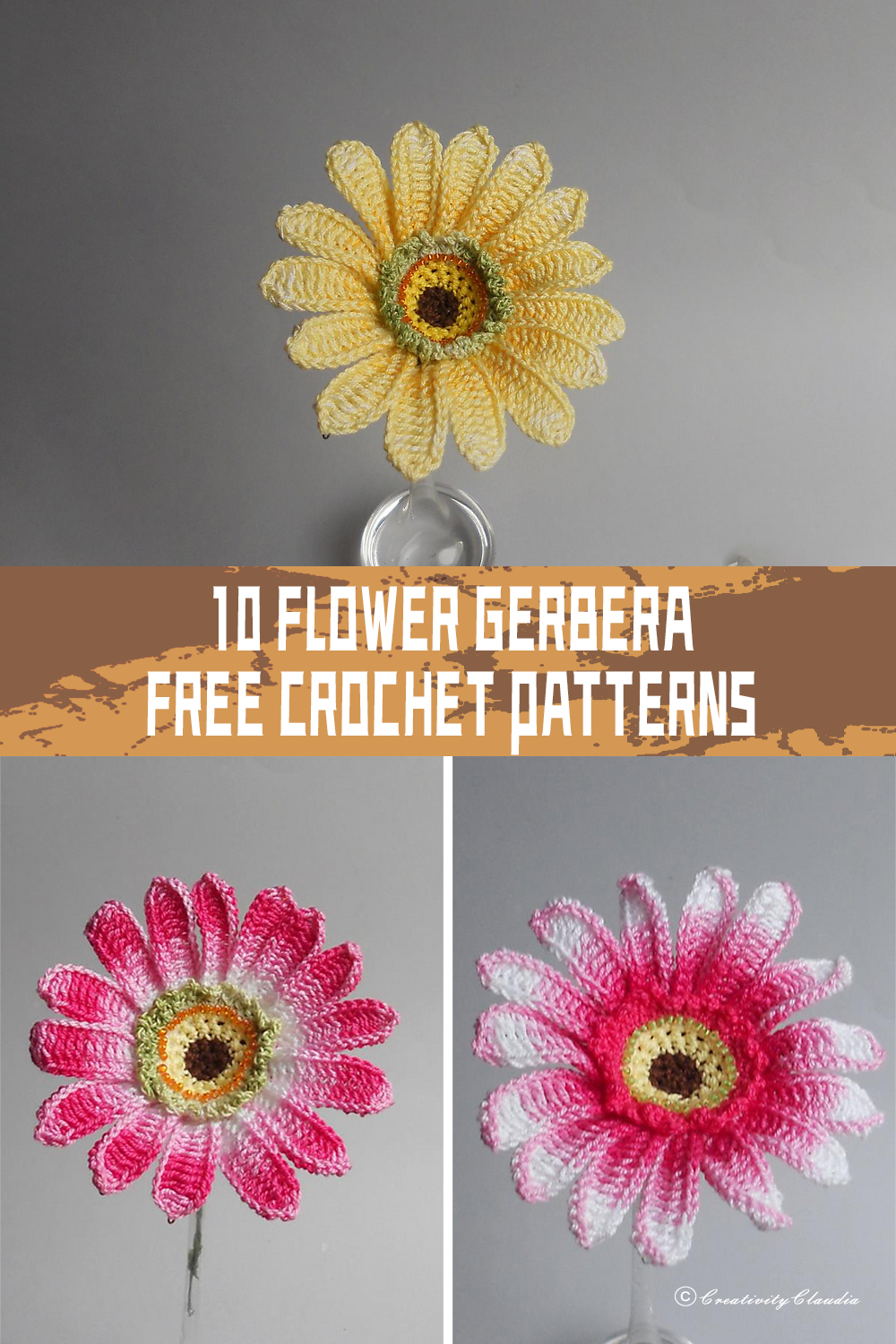 10 Flower Gerbera Crochet Patterns FREE