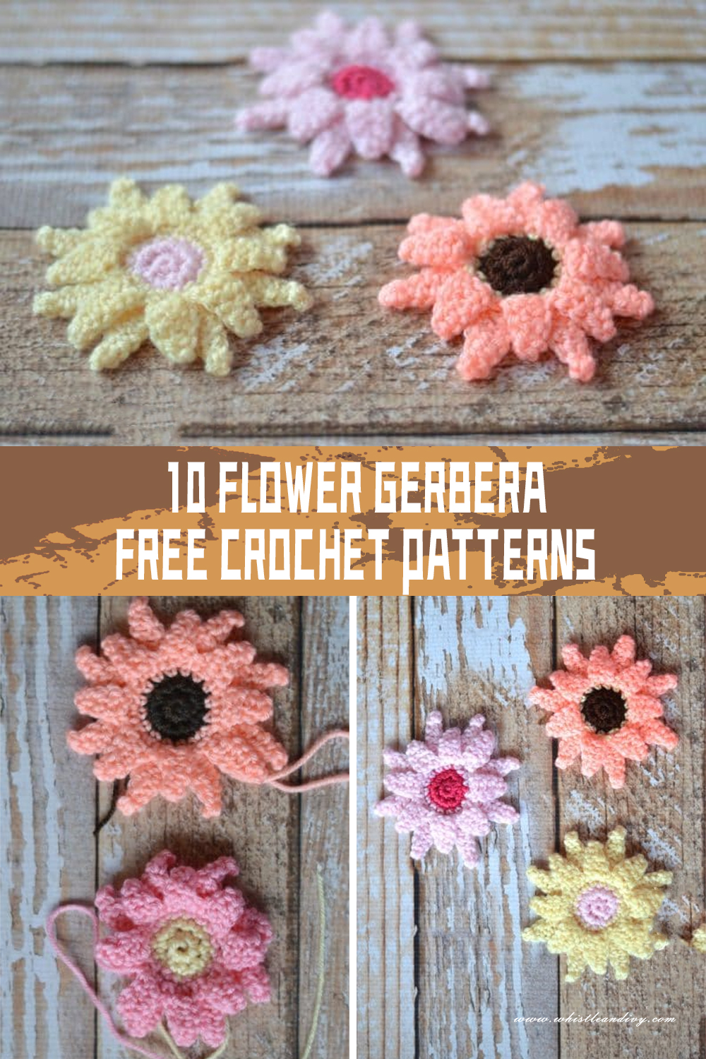 10 Flower Gerbera Crochet Patterns - FREE - iGOODideas.com