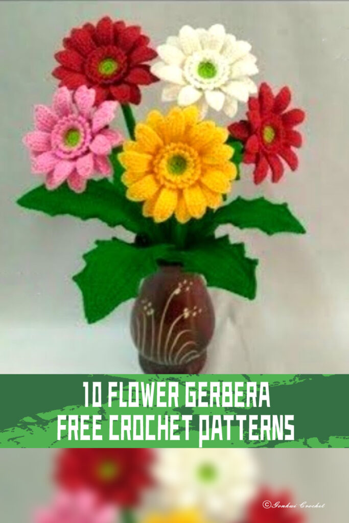 10 Flower Gerbera Crochet Patterns - FREE