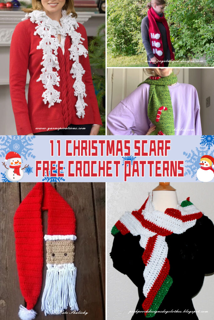  11 Christmas Scarf Crochet Patterns - FREE 