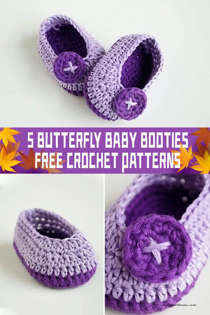 5 Butterfly Baby Booties Crochet Patterns- FREE