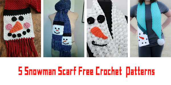 5 Snowman Scarf Crochet Patterns - FREE