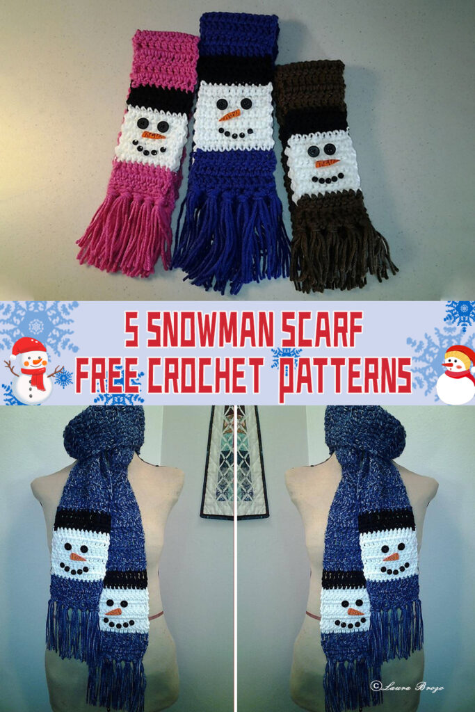 5 Snowman Scarf Crochet Patterns - FREE