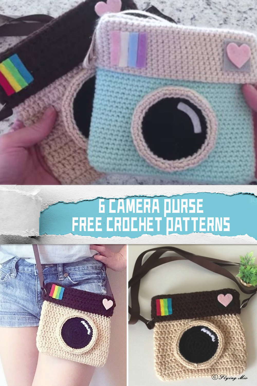 6 Camera Purse Crochet Patterns - FREE - iGOODideas.com